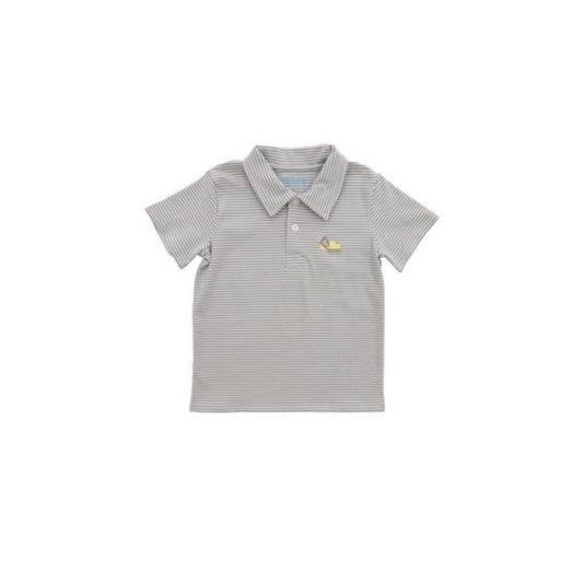 Itsy Bitsy Embroidered Excavator Striped Polo