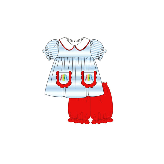 PRE ORDER - Funfetti Kids Crayon Applique Ruffle Bloomer Set