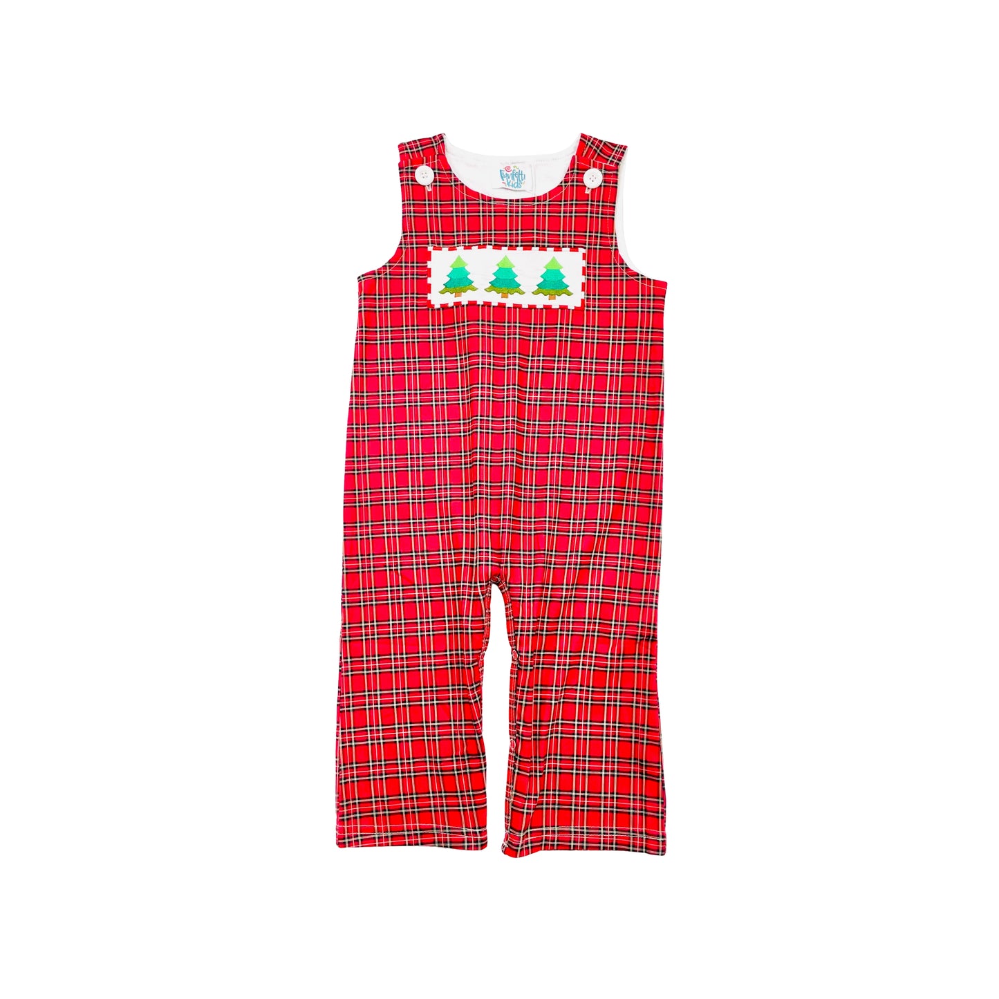 Funfetti Kids Boy Red Plaid Tree Applique Longall