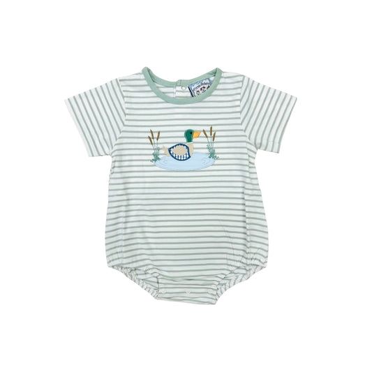Three Sisters Green Stripe Duck Applique Bubble
