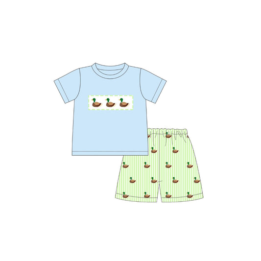 PRE ORDER - Funfetti Kids Seersucker Mallard Short Set
