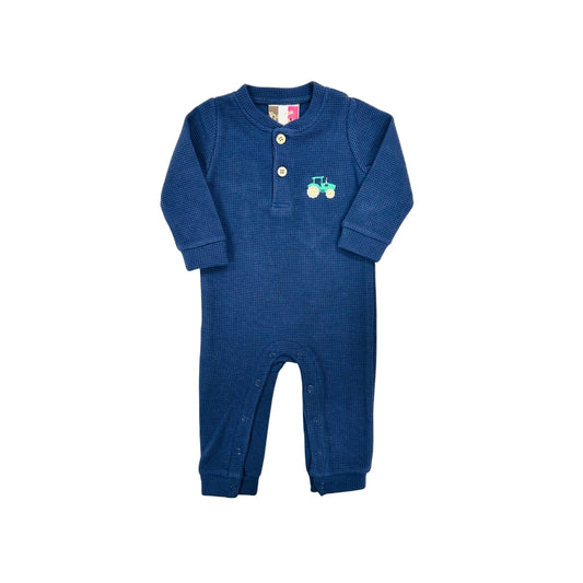 Banana Split Tractor Embroidered Romper