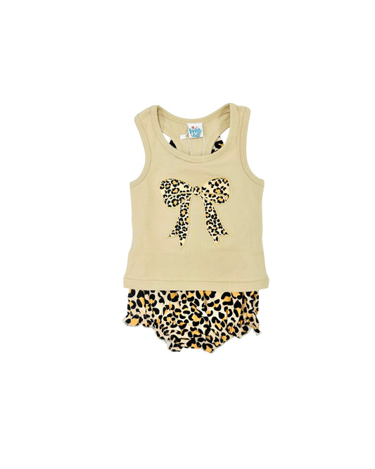 Funfetti Kids Leopard Bow Bloomer Set