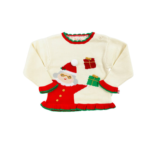 Petit Ami Girl Mrs. Claus Sweater