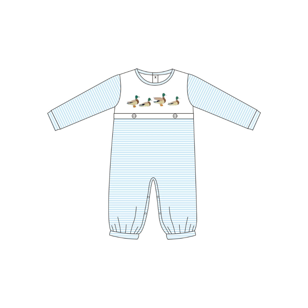 PRE ORDER - Funfetti Kids Mallard Embroidered Stripe Romper