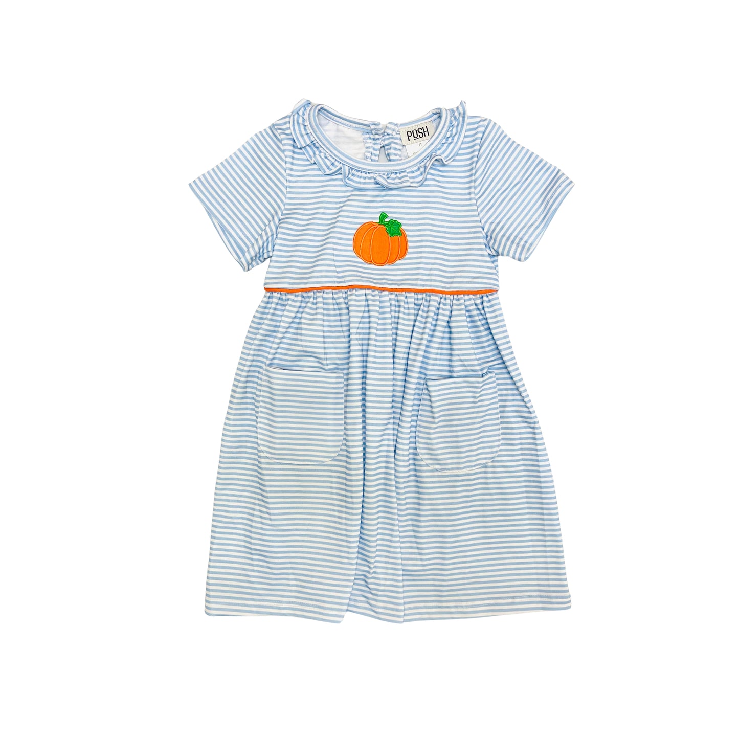 POSH Girl Pumpkin Embroidered Ruffle Dress