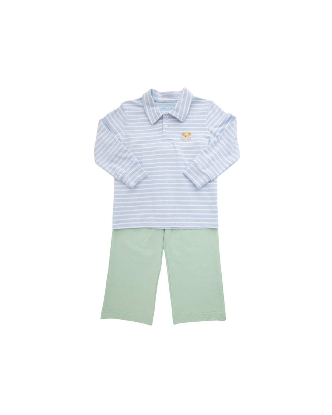 Itsy Bitsy Blue Turkey/Pumpkin Embroidered Pant Set