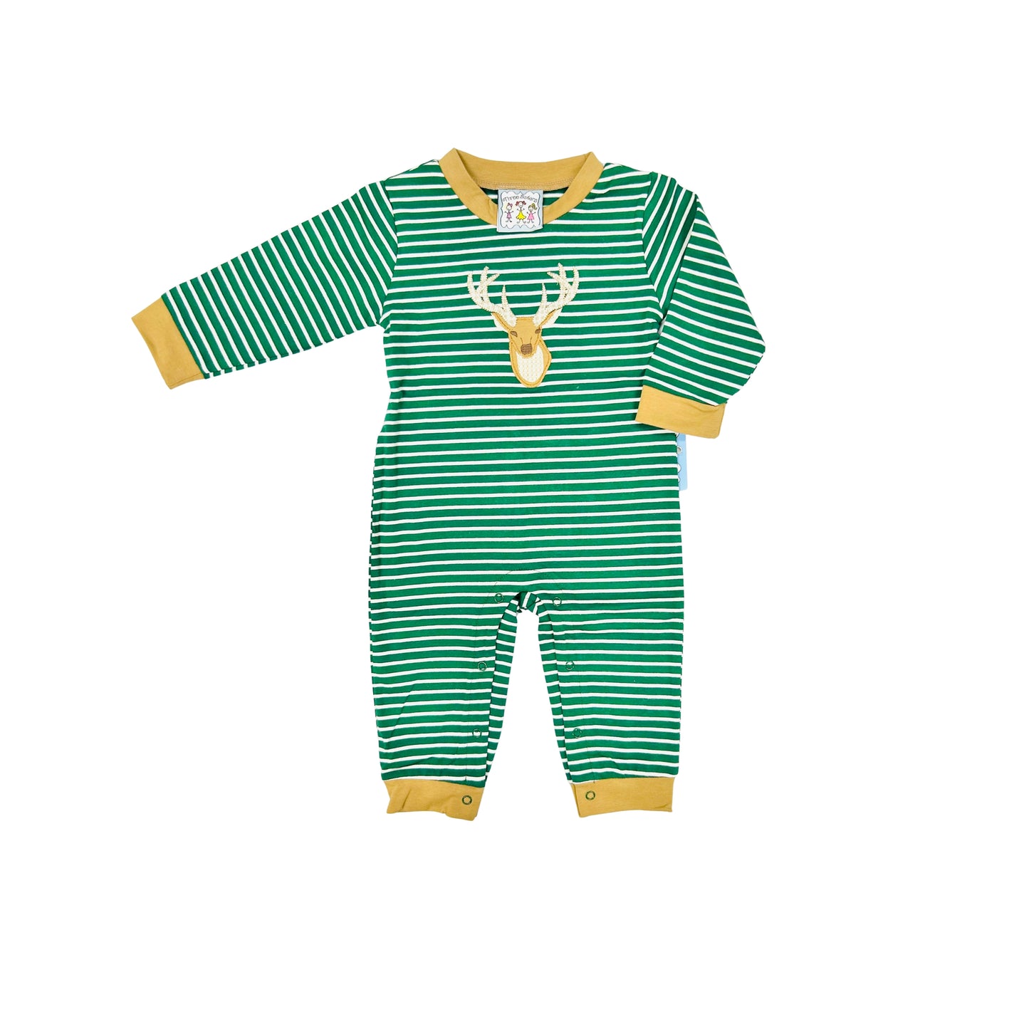 Three Sisters Deer Applique Stripe Romper