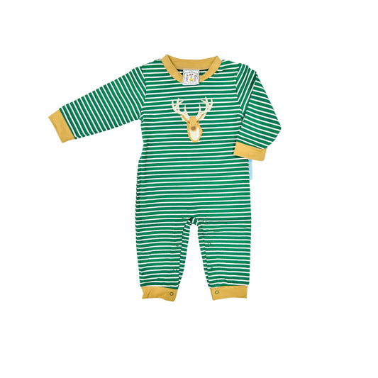 Three Sisters Deer Applique Stripe Romper
