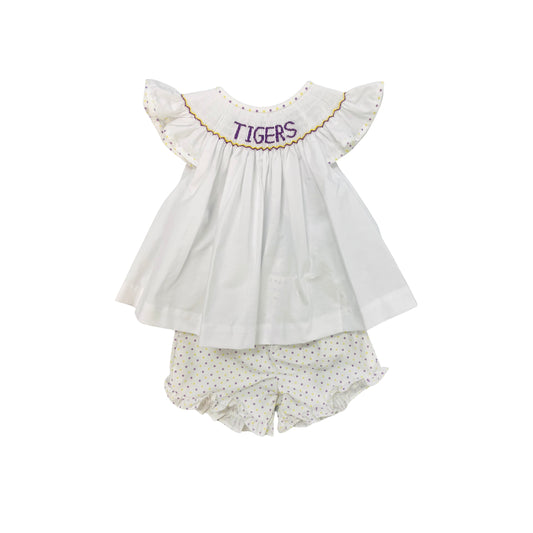 Elizabeth Ann Girl Tigers Smocked Short Set