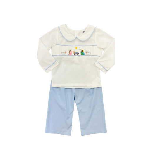 Elizabeth Ann Boy Smocked Nativity Pant Set