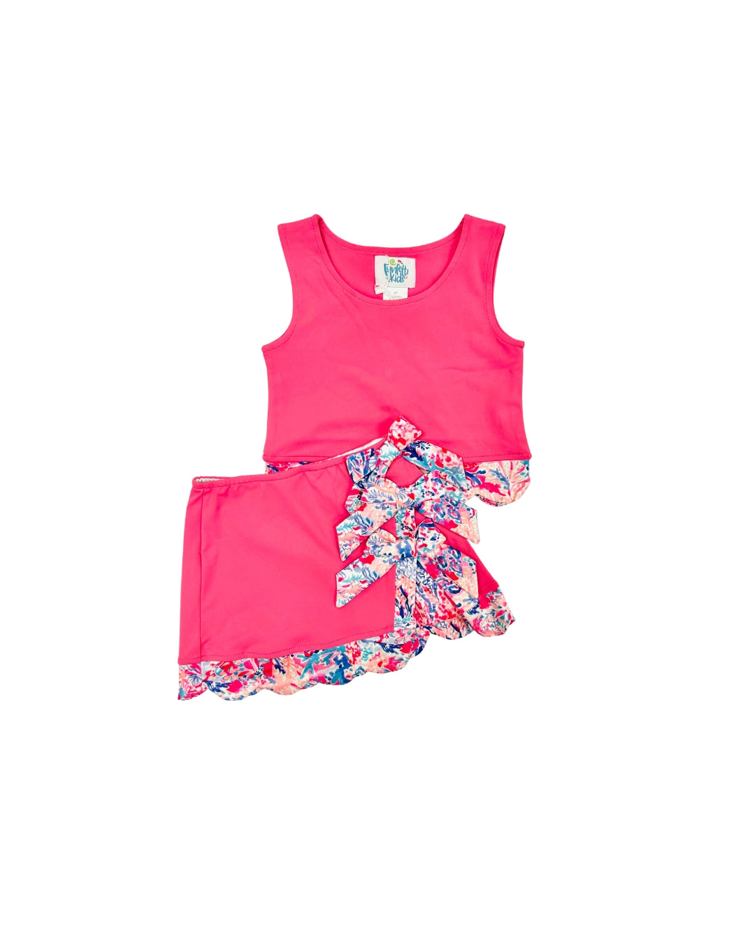 Funfetti Kids Hot Pink/Tropical Bow Active Skirt Set