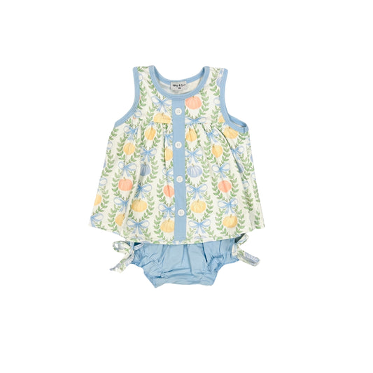 Blue Pumpkin/Bow Bloomer Set