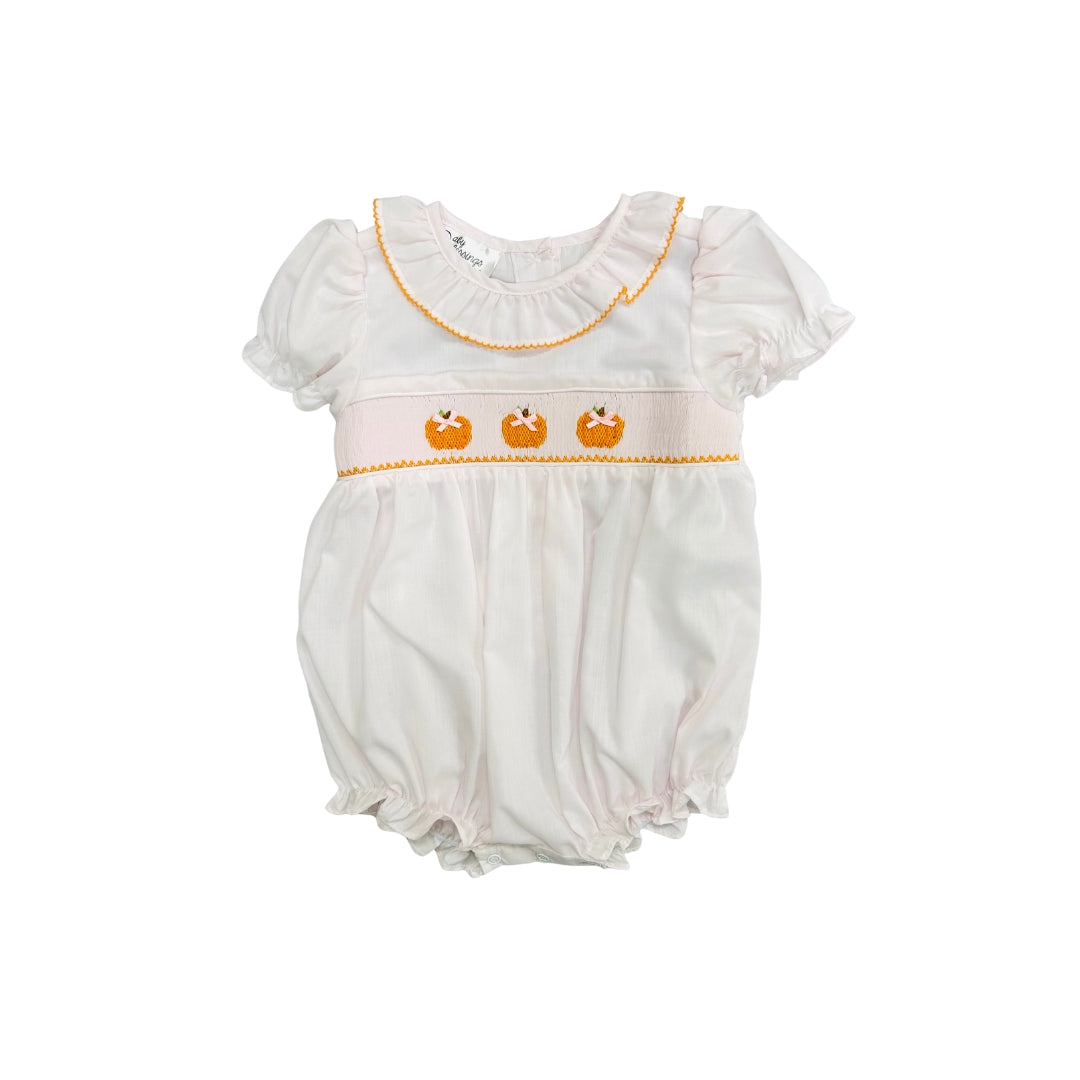 Baby Blessing Hand Smocked Pink Pumpkin Bubble