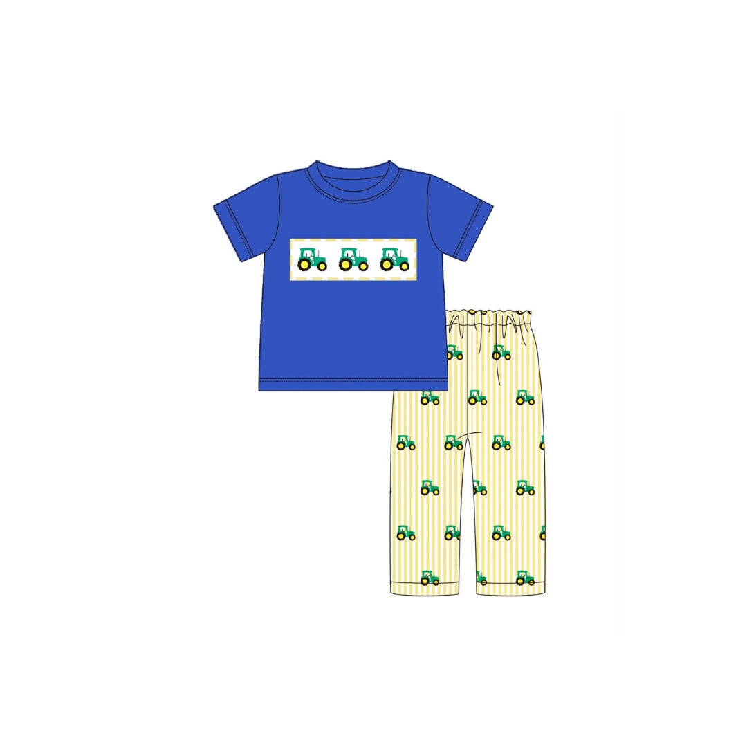 PRE ORDER - Funfetti Kids Embroidered Tractor Pant Set