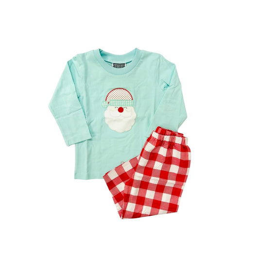 True Aqua/Red Santa Pant Set