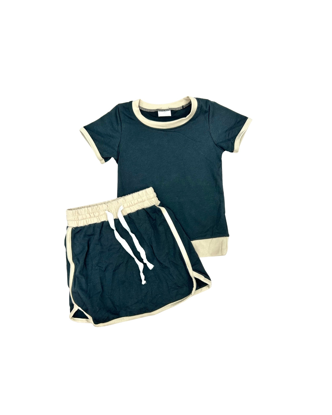Black/Khaki Color Block Skort Set