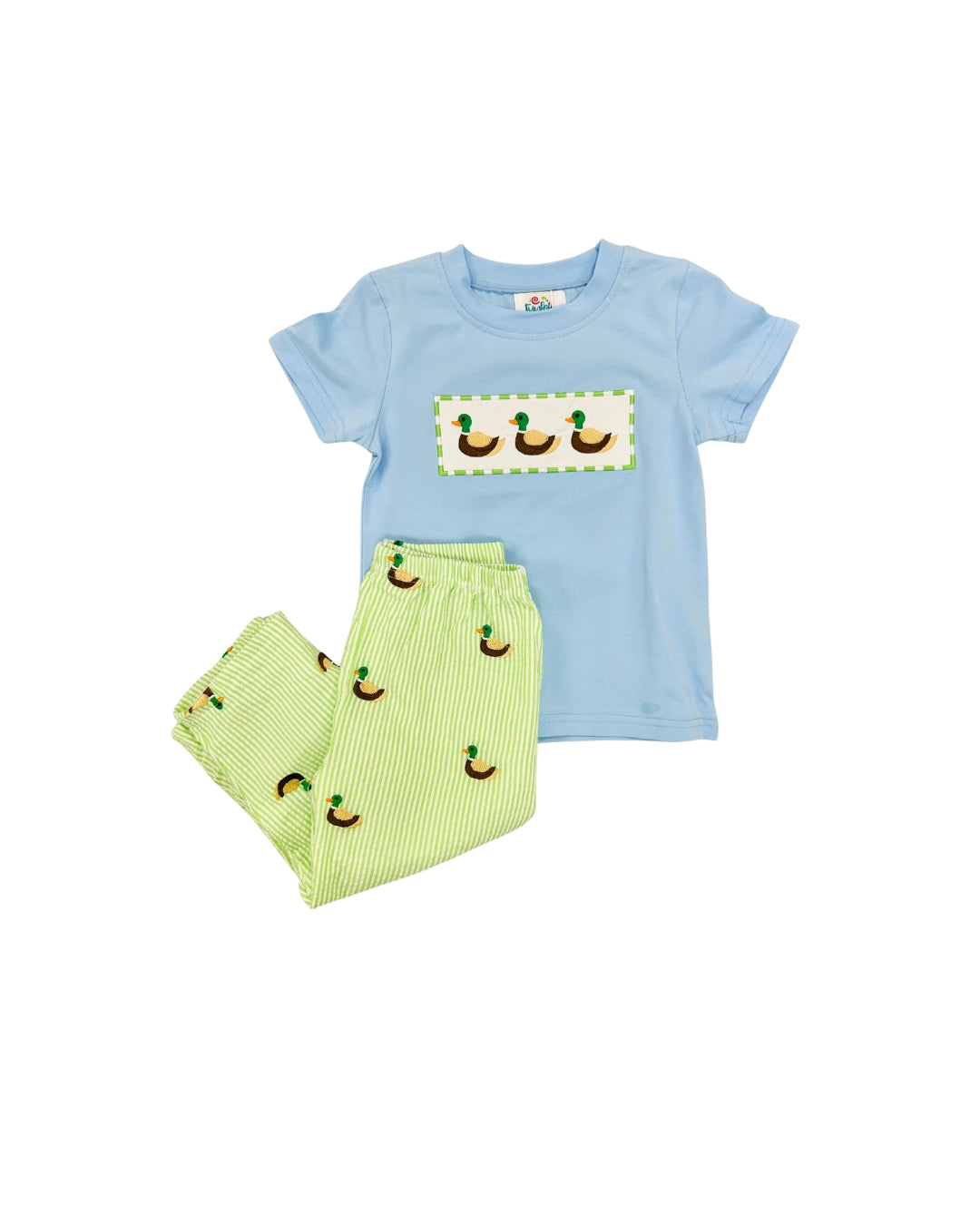 Funfetti Kids Embroidered Duck Pant Set