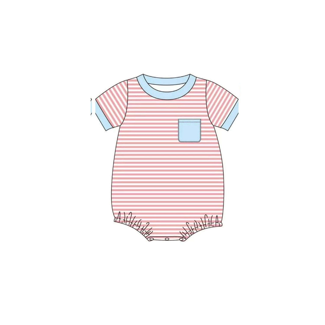 PRE ORDER - Funfetti Kids Coral/Blue Stripe Knit Bubble