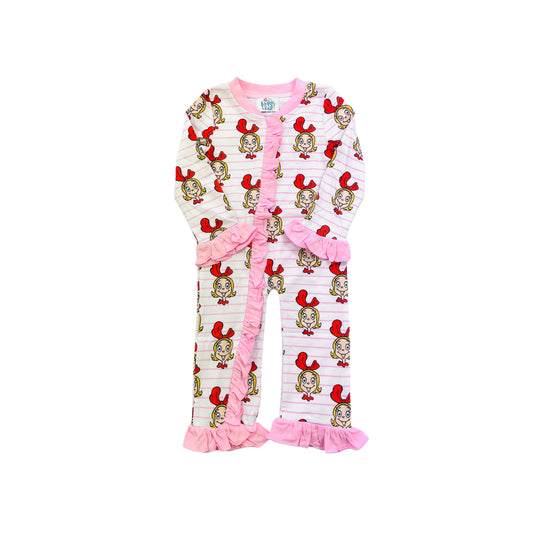 Funfetti Kid Girl Cindy Lou Who Ruffle Butt Flap Zip-Up Onesie