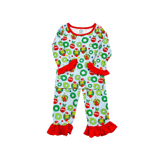 Funfetti Kids Girl Mr. Grumpy Christmas Wreath Lounge Set