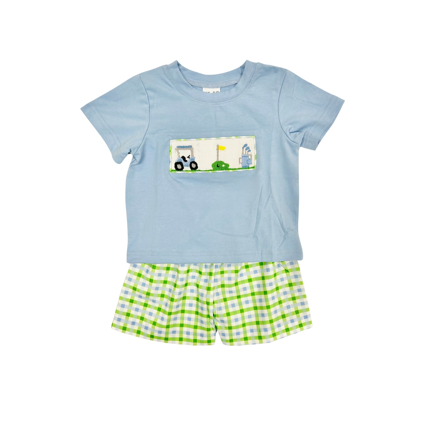 Elizabeth Ann Boy Hand Smocked Checkered Golf Short Set