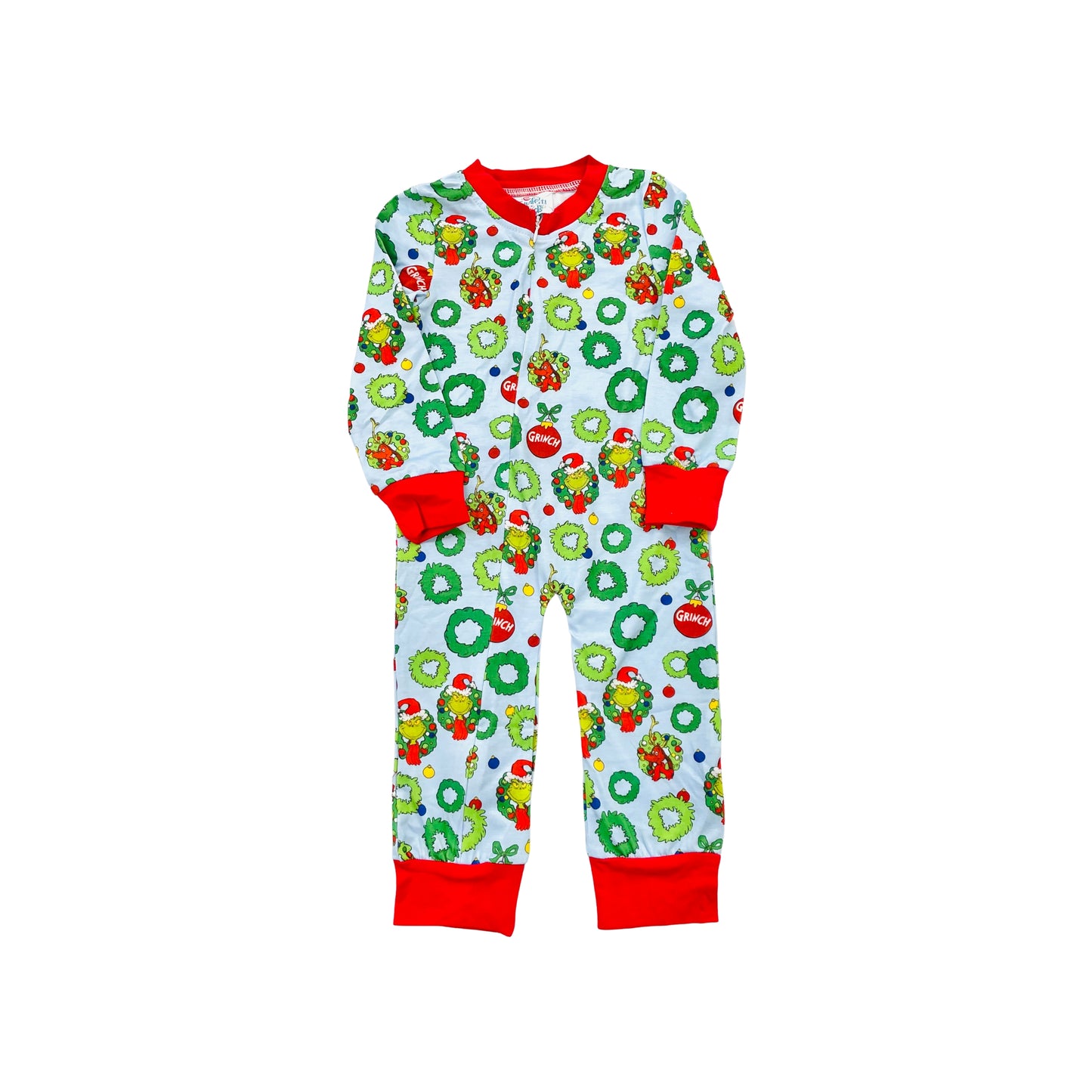 Funfetti Kid Boy Mr. Grumpy Christmas Wreath Zip-Up Onsie