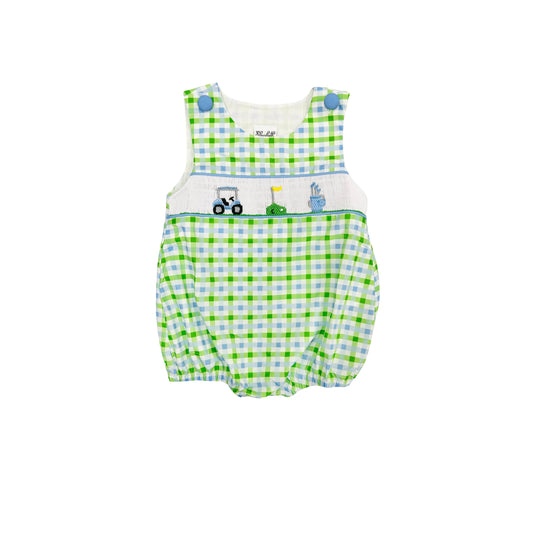 Elizabeth Ann Boy Hand Smocked Checkered Golf Bubble