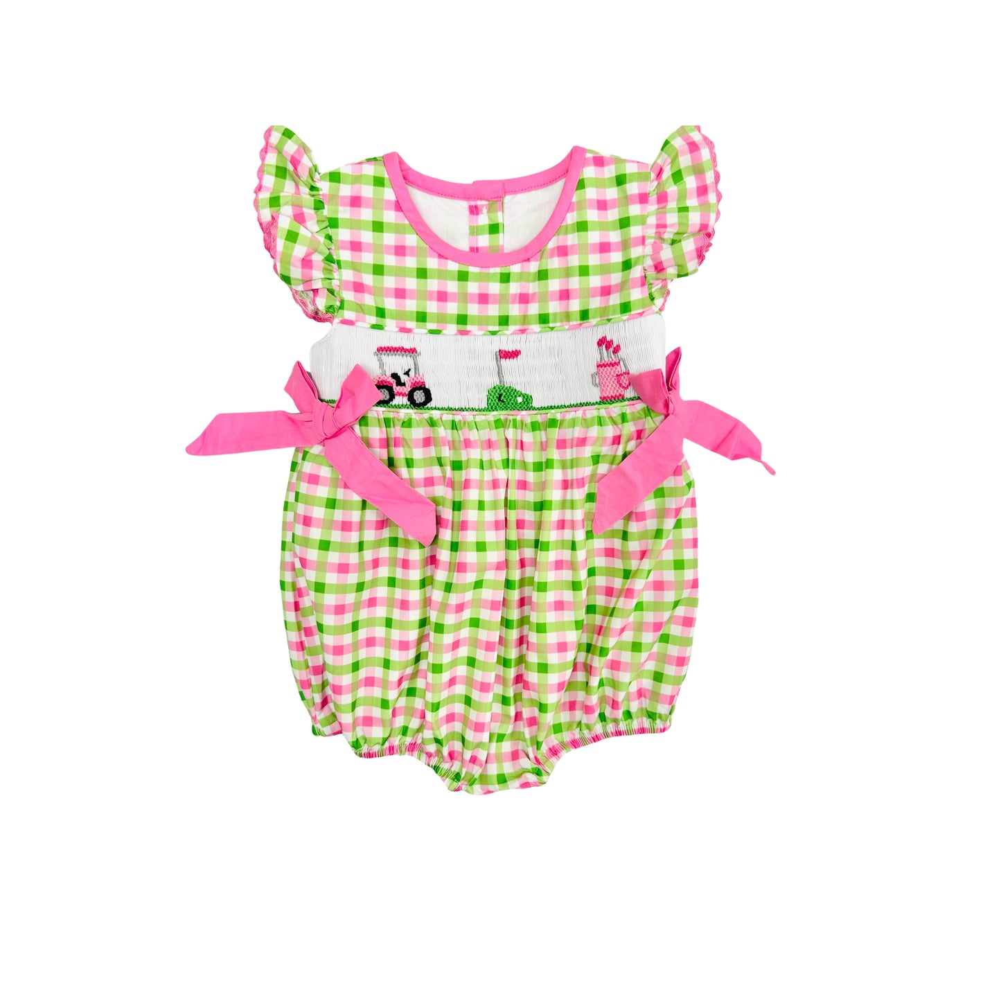 Elizabeth Ann Girl Hand Smocked Ruffle Checkered Golf Bubble