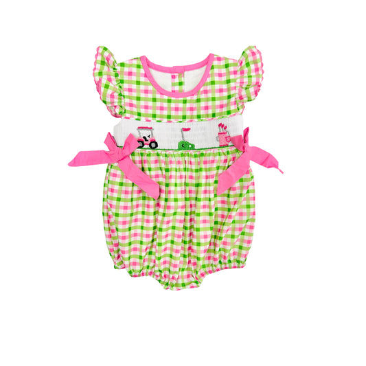 Elizabeth Ann Girl Hand Smocked Ruffle Checkered Golf Bubble