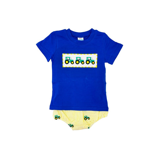 Funfetti Kids Embroidered Tractor Diaper Set