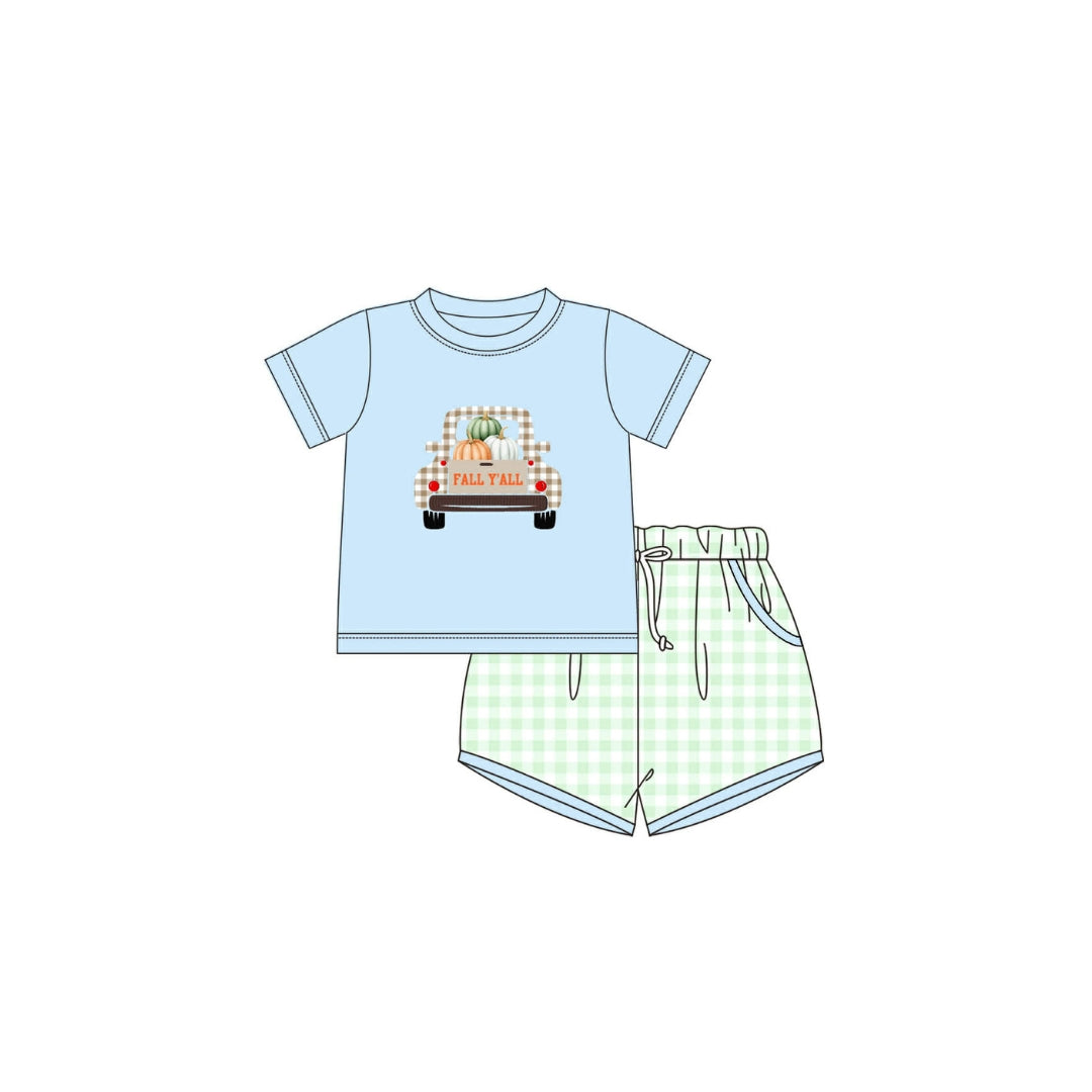 PRE ORDER - Funfetti Kids Fall Yall Truck Applique Short Set