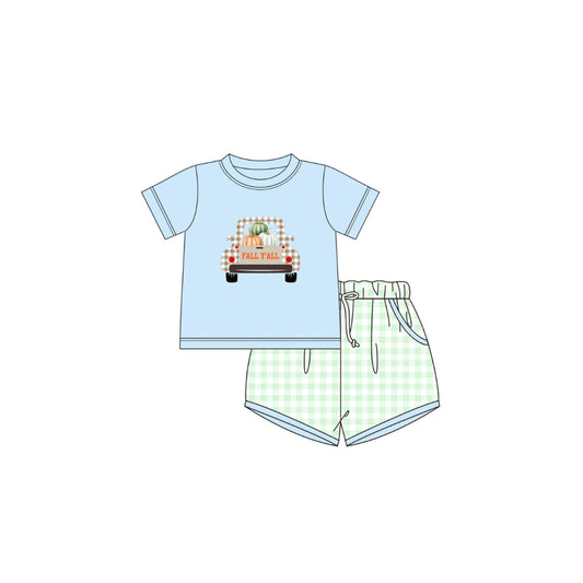 PRE ORDER - Funfetti Kids Fall Yall Truck Applique Short Set