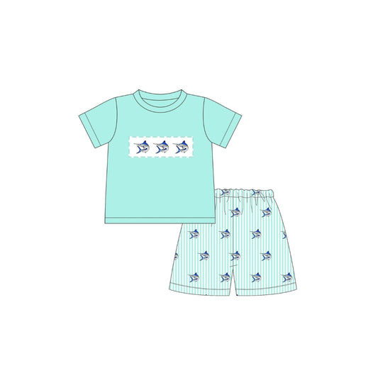 PRE ORDER - Funfetti Kids Seersucker Swordfish Short Set