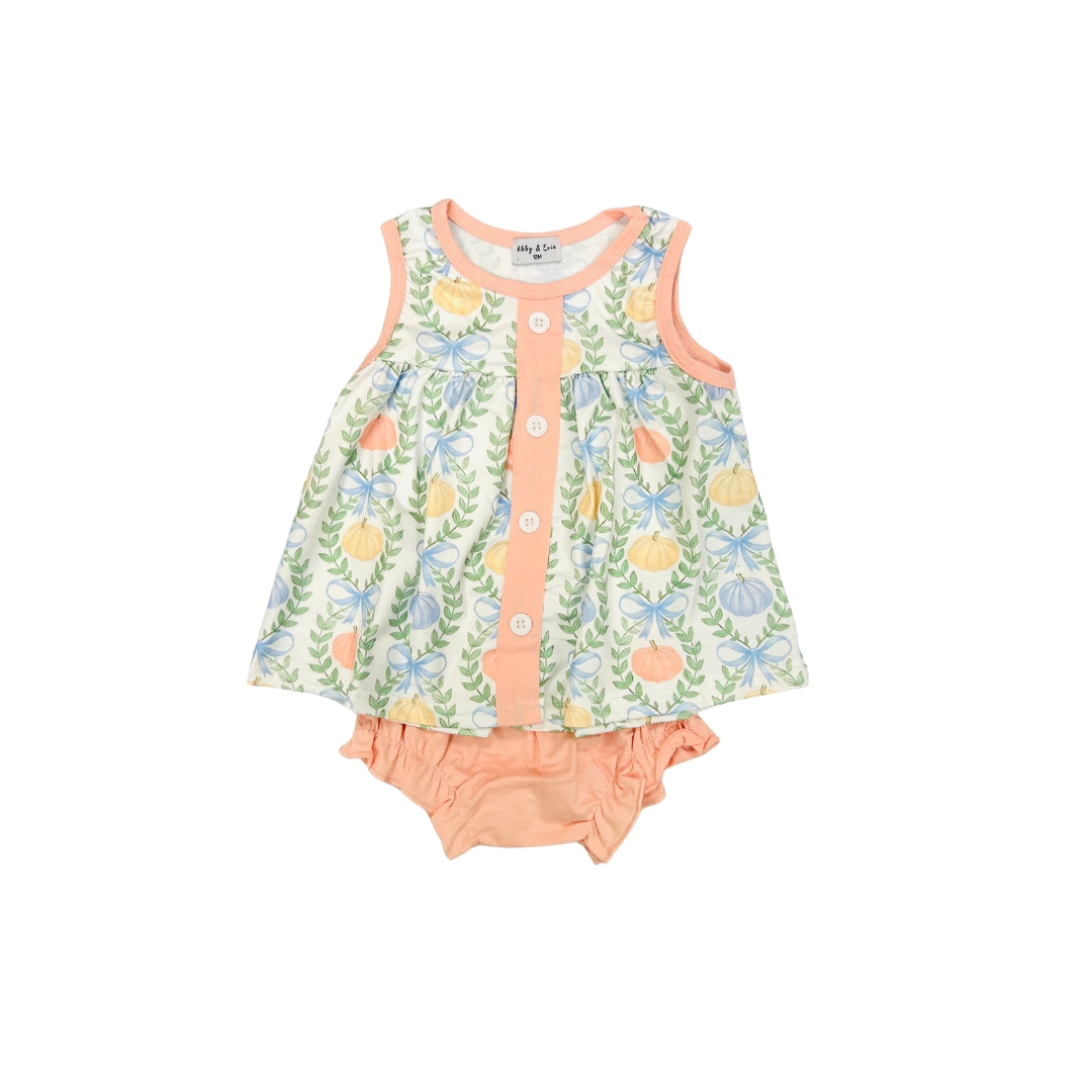 Peach Pumpkin/Bow Bloomer Set