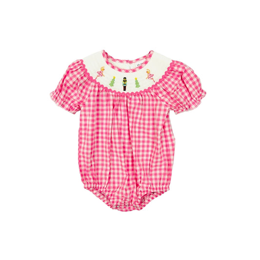 Pink Check Embroidered Ballerina/Nutcracker Bubble