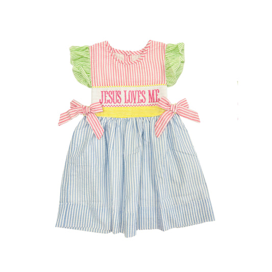 Elizabeth Ann Girl Smocked Jesus Loves Me Dress