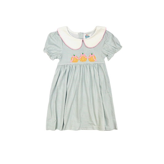 Funfetti Kids Sage Stripe/Gingham Pumpkins Dress