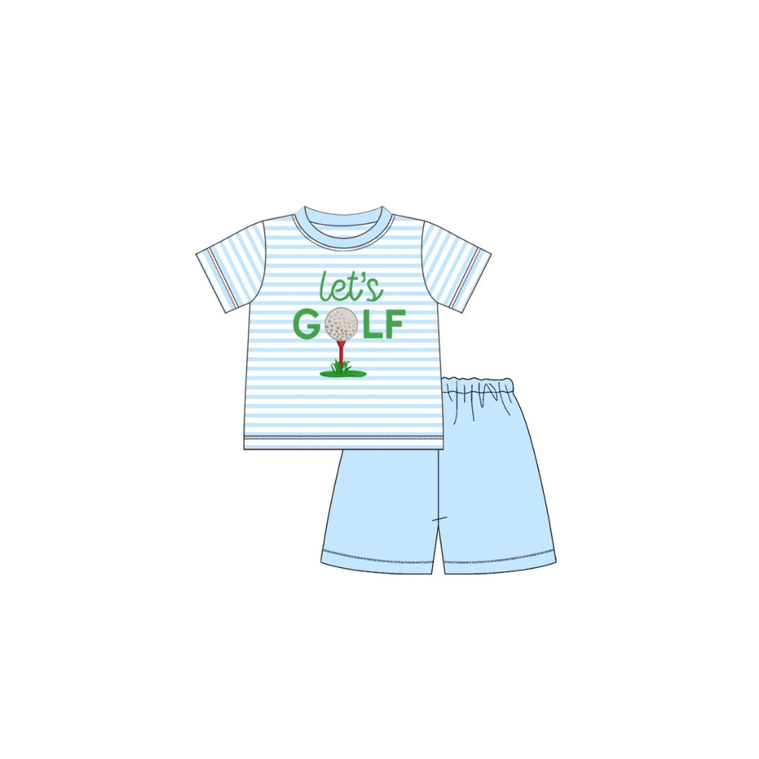 PRE ORDER - Funfetti Kids Blue Stripe Let's Golf Short Set