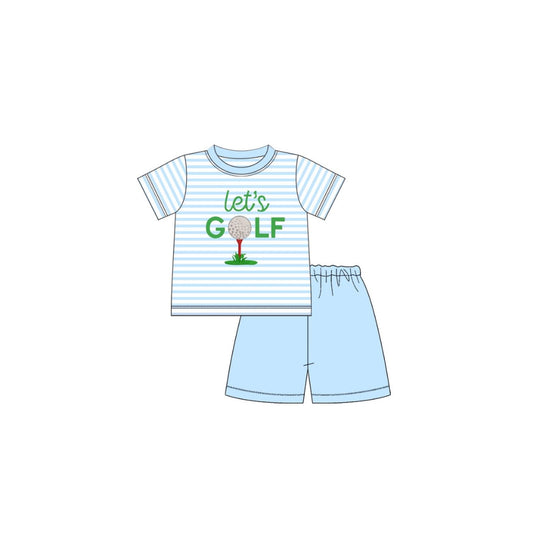 PRE ORDER - Funfetti Kids Blue Stripe Let's Golf Short Set