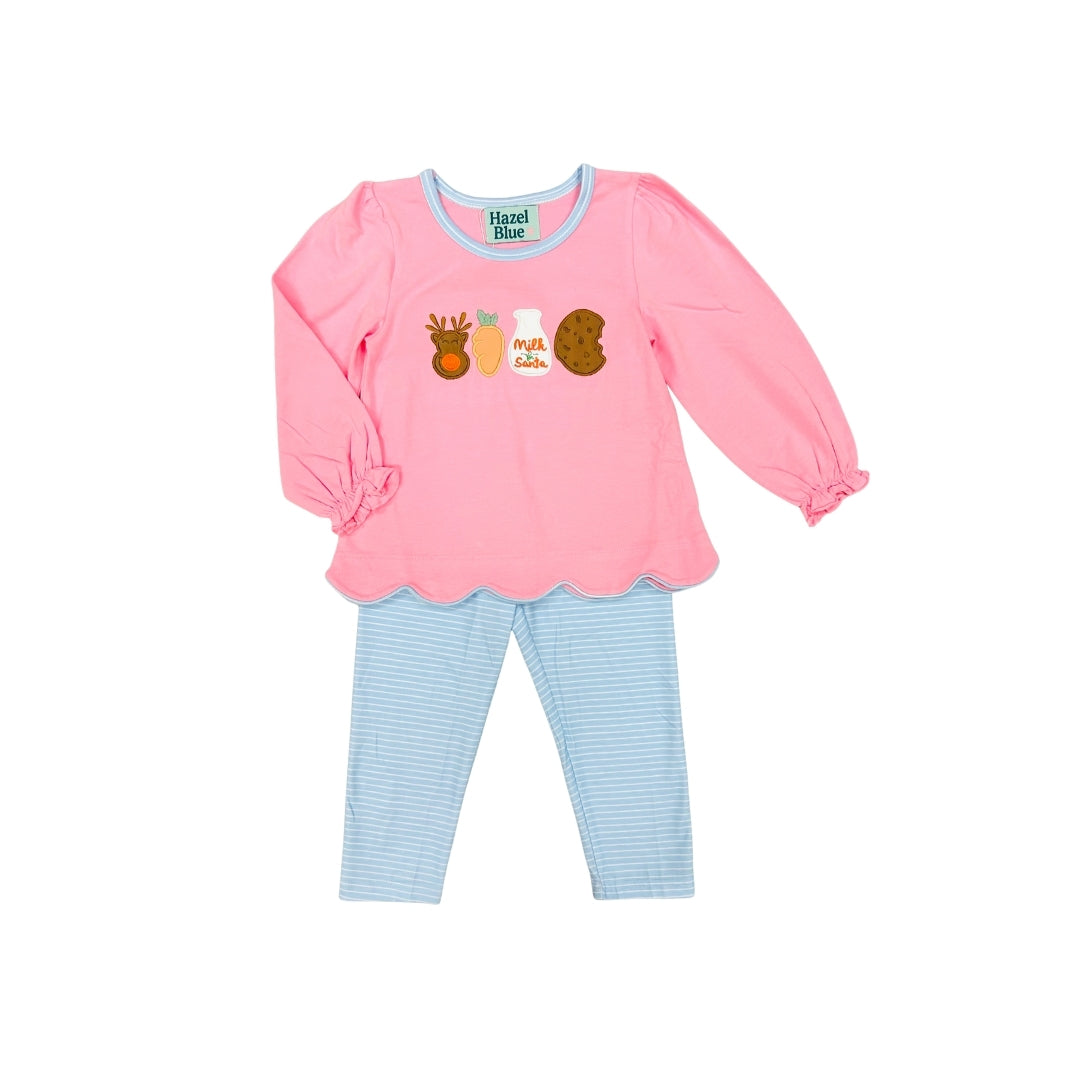 Hazel Blue Pink Milk & Cookies Ruffle Legging Set