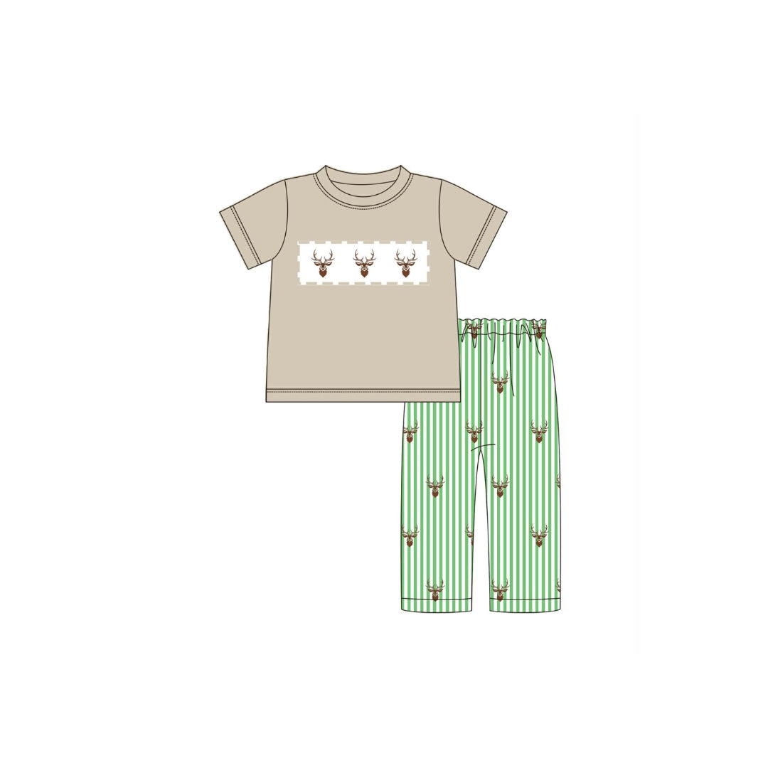 PRE ORDER - Funfetti Kids Embroidered Deer Pant Set