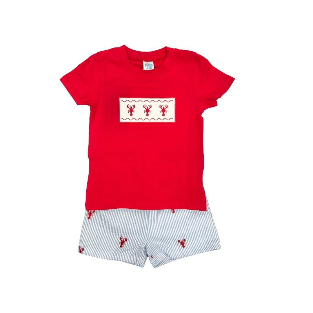 Funfetti Kids Seersucker Crawfish Short Set