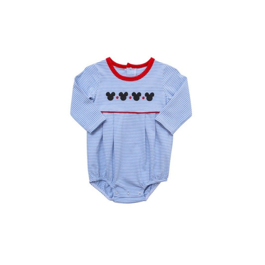 Itsy Bitsy Boy Long Sleeve Embroidered Mouse Bubble