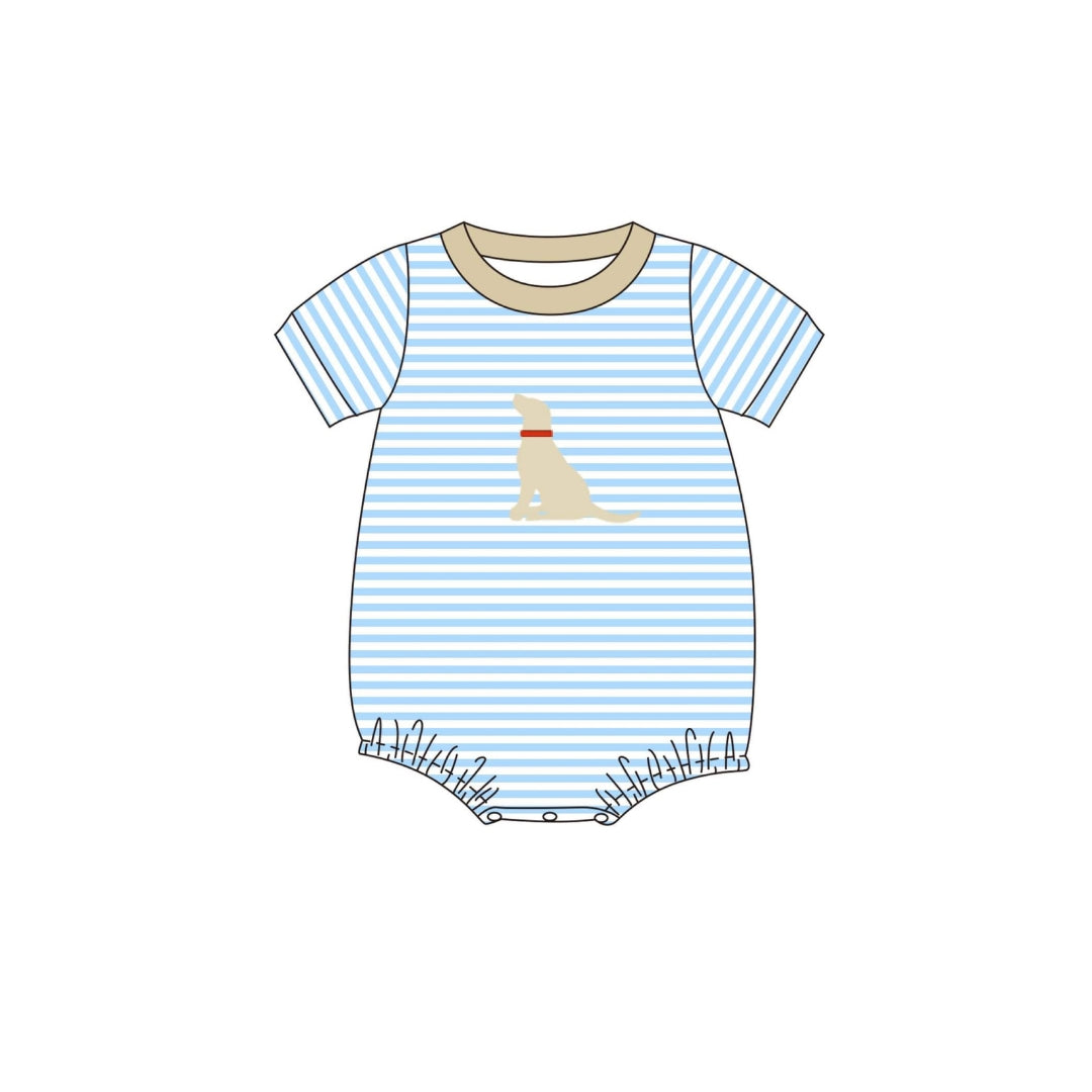 PRE ORDER - Funfetti Kids Blue Stripe Embroidered Dog Bubble