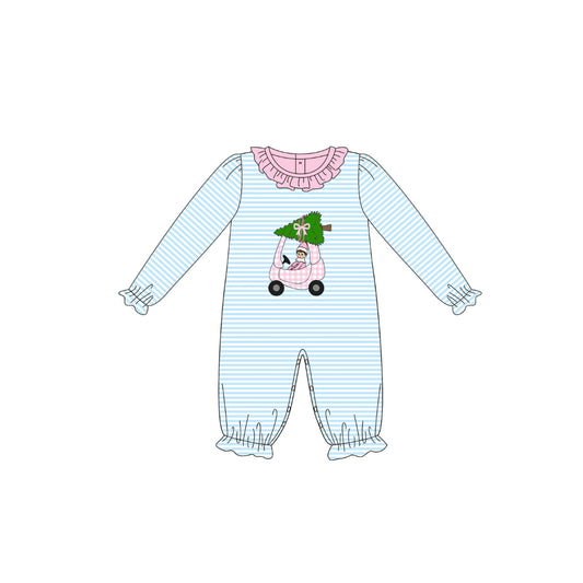 PRE ORDER - Funfetti Kids Pink Gingham Cozy Coupe Stripe Ruffle Romper