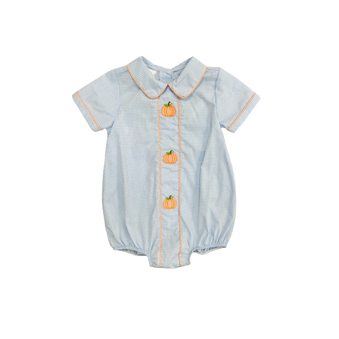 Baby Blessings Boys Blue Embroidered Pumpkin Bubble