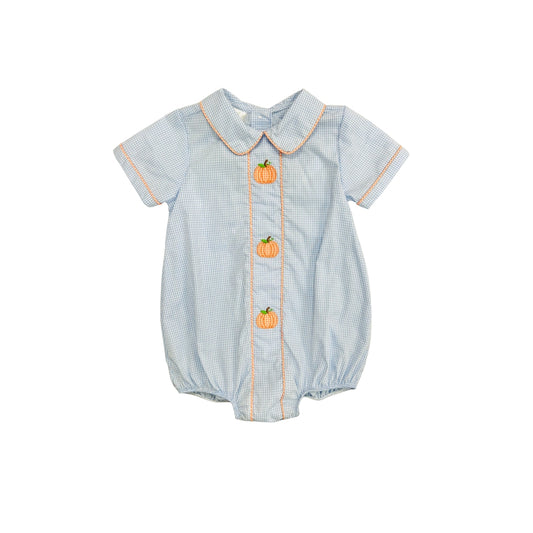 Baby Blessings Boys Blue Embroidered Pumpkin Bubble