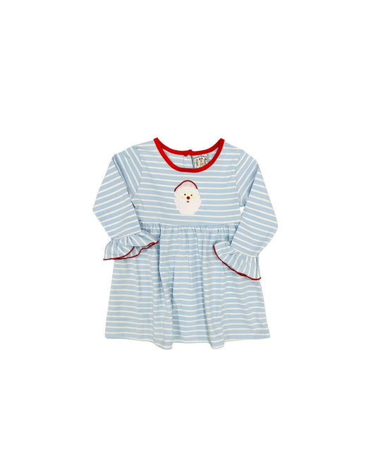 Three Sisters Blue Stripe Santa Ruffle Dress