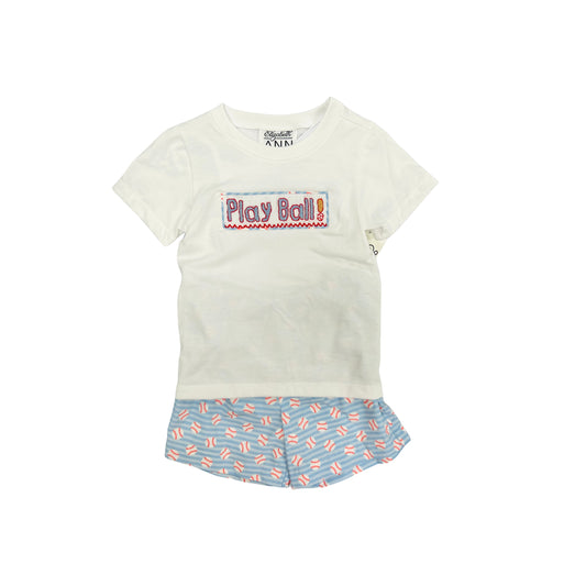 Elizabeth Ann Hand Smocked Play Ball Short Set